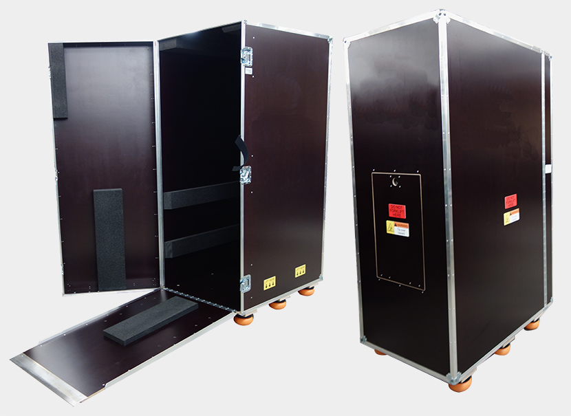 Flight-case avec rampe d'accès pour meuble pharmaceutique de 350kg